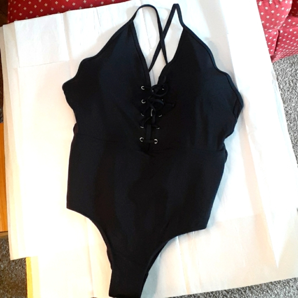 Black one piece swimsuit